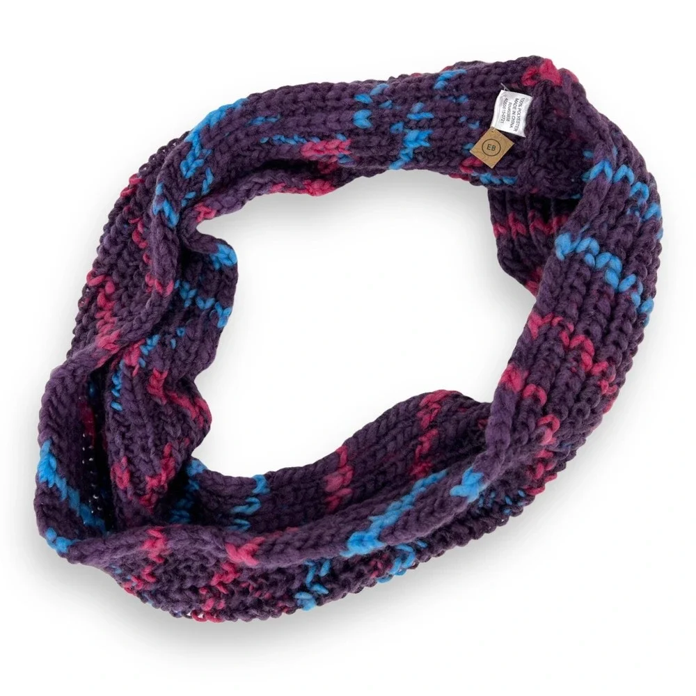 Earthbound Women's Purple Ribbed Crochet Knit Mobius Infinity Scarf 55